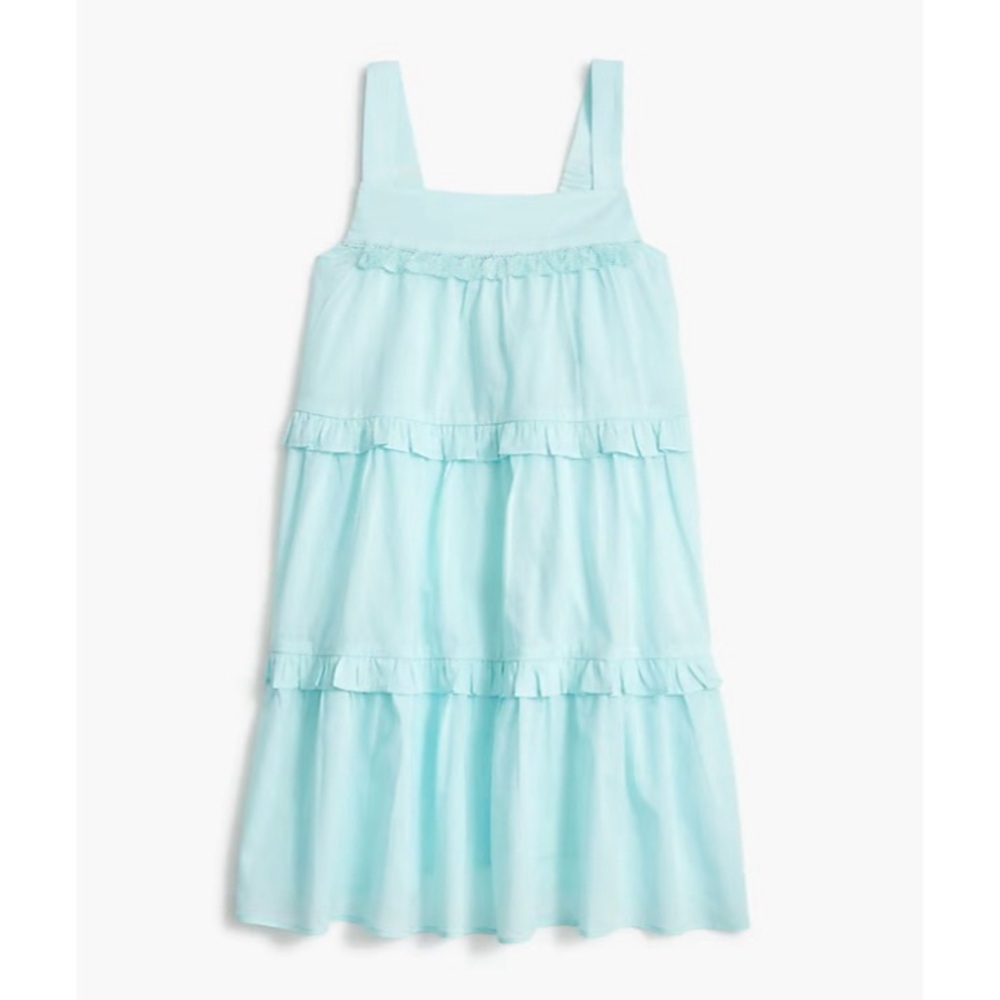 NWT J. Crew Crewcuts Girls' Tiered Beach Dress Soft Aqua Blue